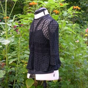Hayden Black Lace, Lined, NWOT flare-sleeve top